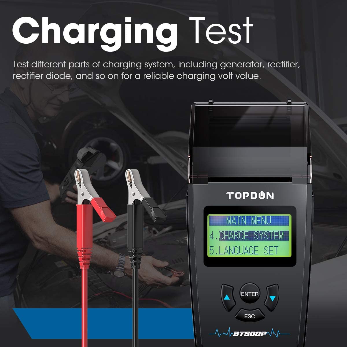 Topdon BT500P 12v/24v Battery Tester with printer Auto Tools SA